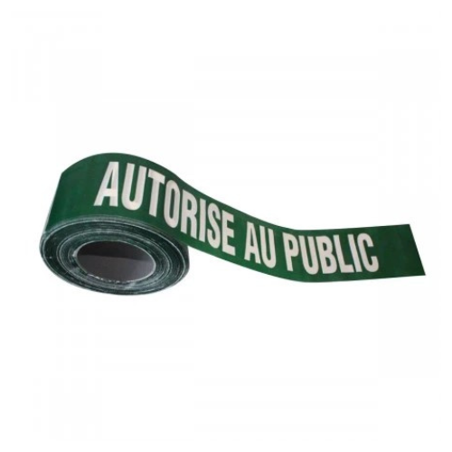 Ruban de balisage 'AUTORISE AU PUBLIC' 75mm x 250m en polyéthylène