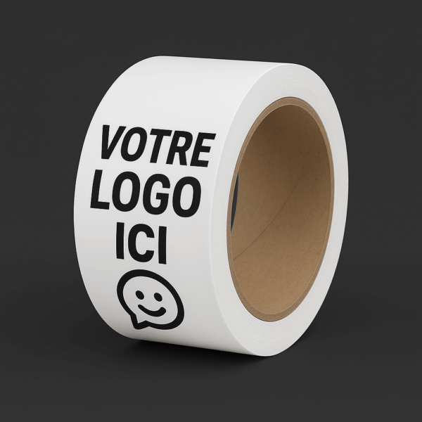 votre logo ici Scotch d’emballage personnalisé – valorisez votre marque dès l’ouverture du carton.